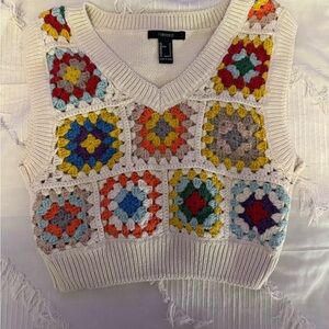 Forever 21 Red and Pink V-Neck Sweater